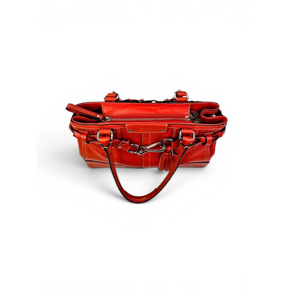 Vintage Coach Hamptons Braided Pebbled Leather Shoulder Bag W/ Red Tassel - Picture 10 of 16